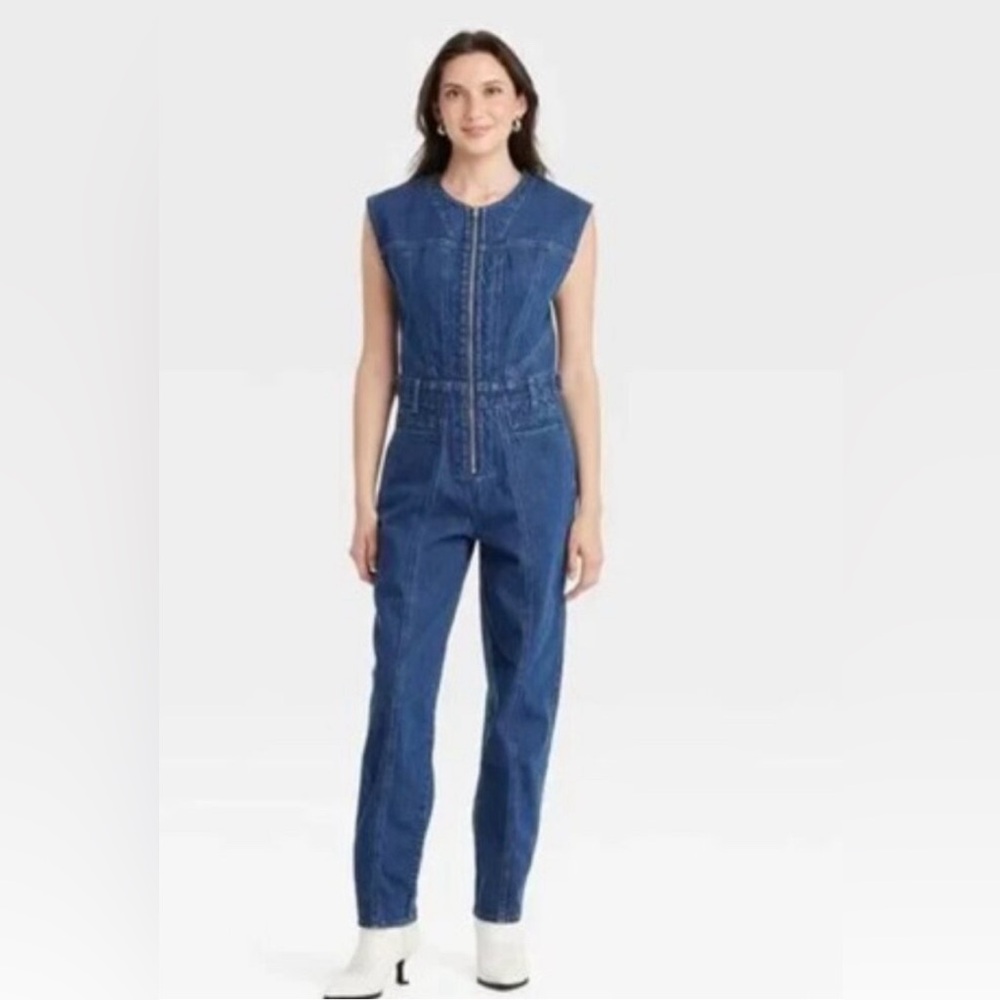 Women's Universal Thread Tailored Denim Jumpsuit Blue Size 14 NEW WITHOUT TAG